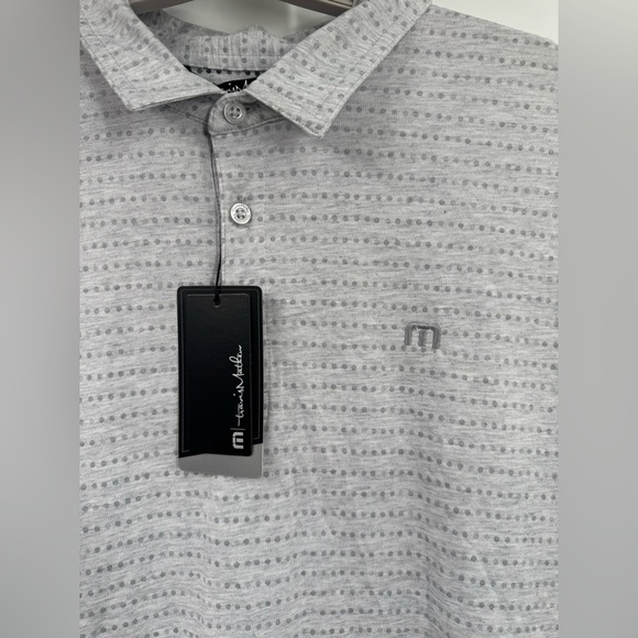Travis Mathew Gray Dotted Stripe Time Will Tell Short Sleeve Polo Men's Size XL - Picture 2 of 7